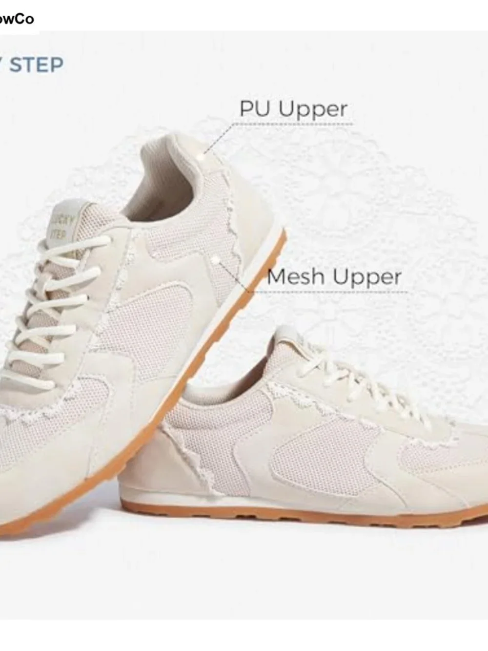 Women's Fashion Sneakers Non Slip Breathable Retro Lace PU Mesh